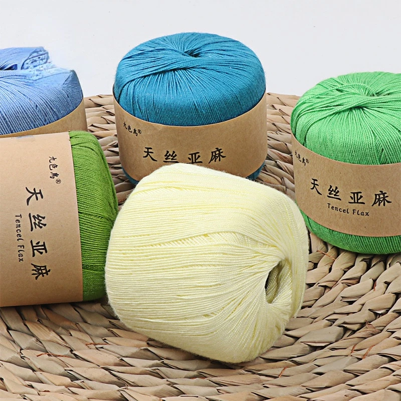 50g Tiansi Hemp Thread Hand Woven DIY Crochet Pad Doll Thread Material Bag Medium Thick Wool Crochet Knitting Suture