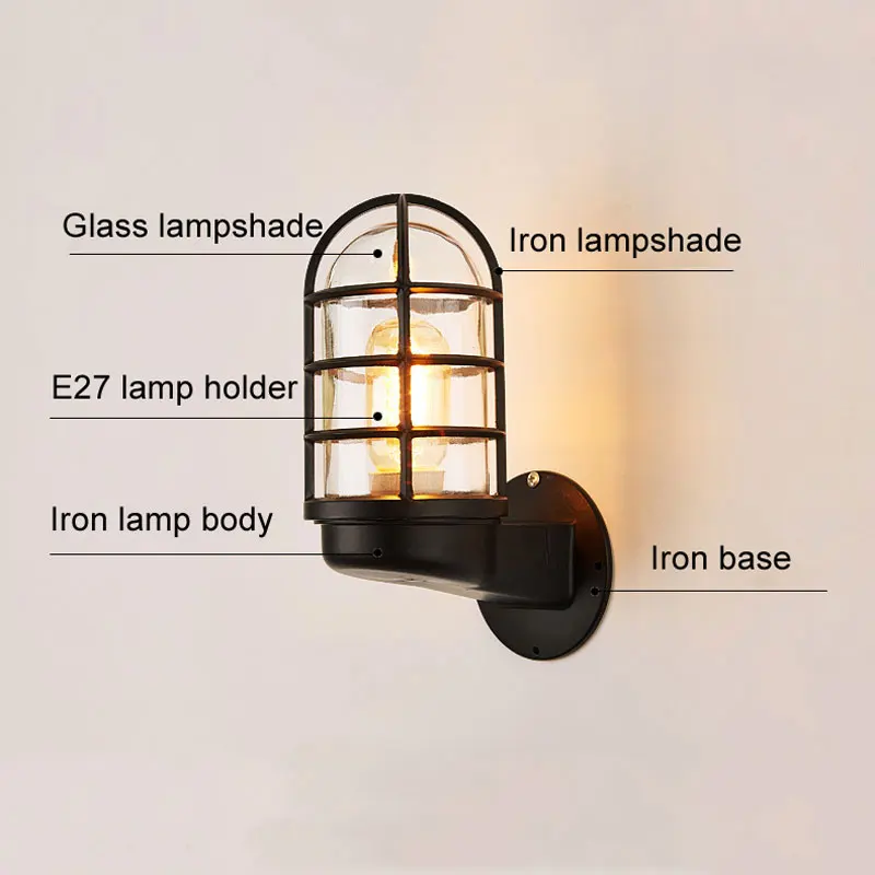 Outdoor Waterproof Wall Lamp American Country Retro Loft Aisle Balcony Lights Garden Porch Lighting European Style E27 Fixtures