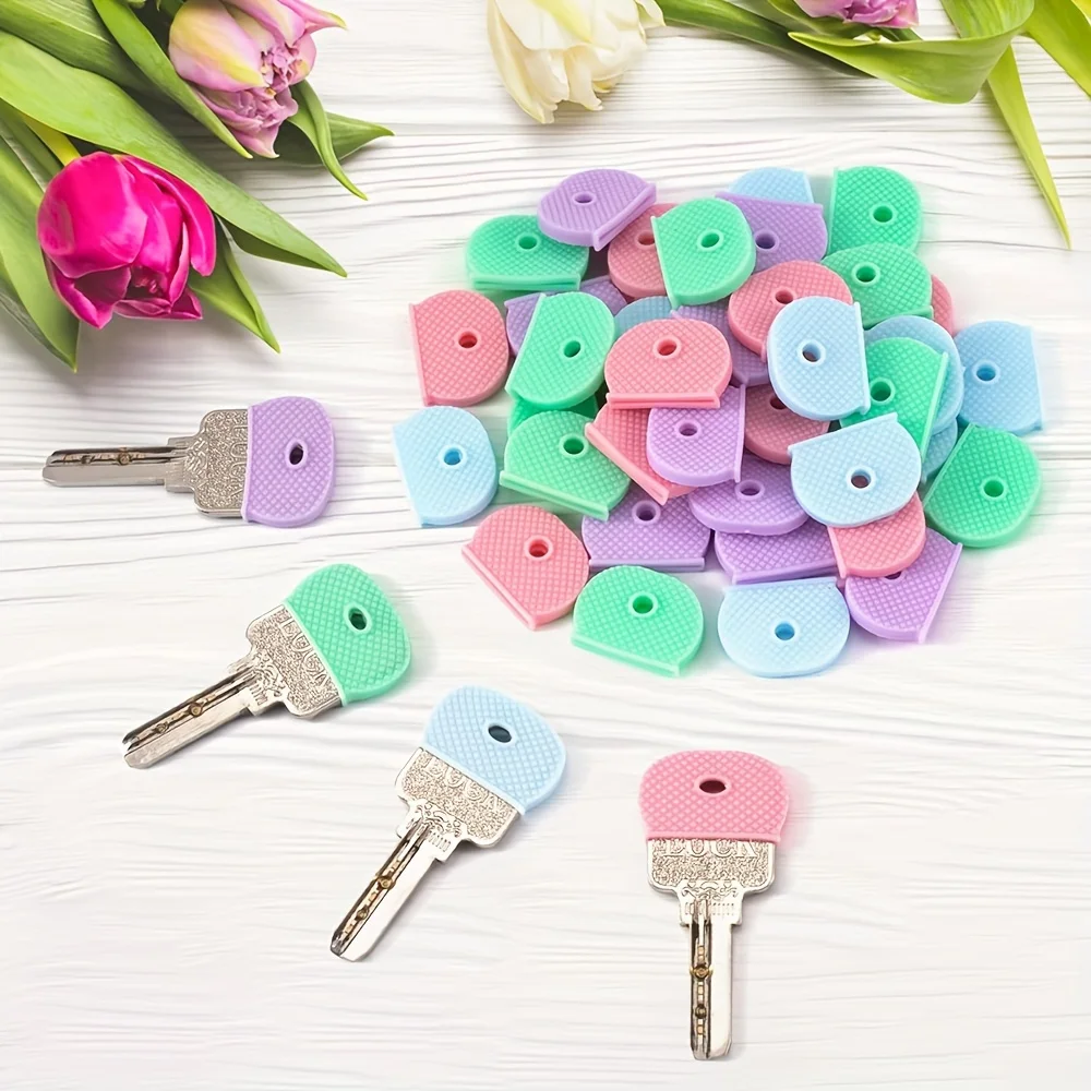 5-20PCS Multicolor Silicone Keys Cap Covers Color-Coded Keychain Tags Set Universal Protection Cover for Easy Identify Door Keys