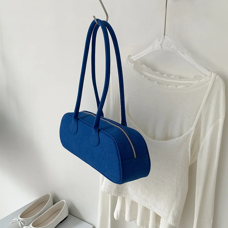 

Summer large capacity lychee patterned baguette bag for women Korean ins solid color versatile handheld Underarm shoulder bag