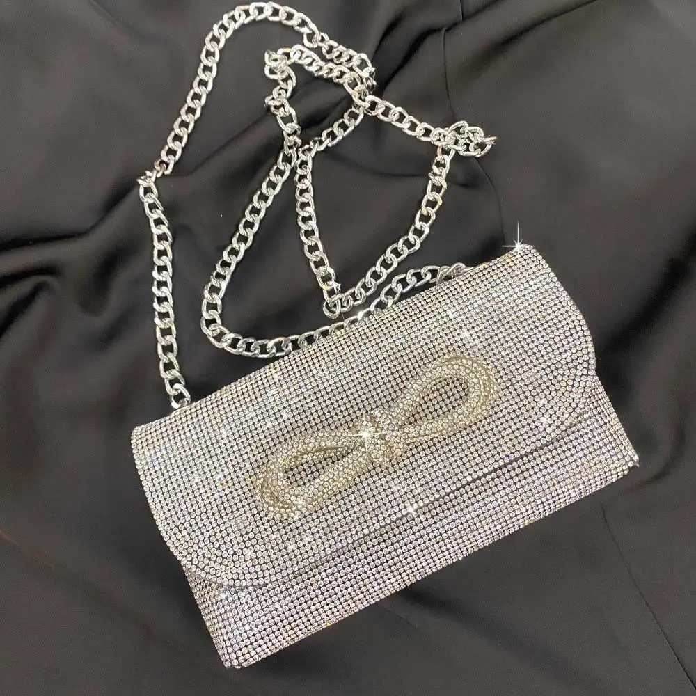 

Retro Glitter Evening Banquet Bag Tassel Large Capacity Bow Handbag Rhinestone Shoulder Bag Ladies Clutch Bag Party