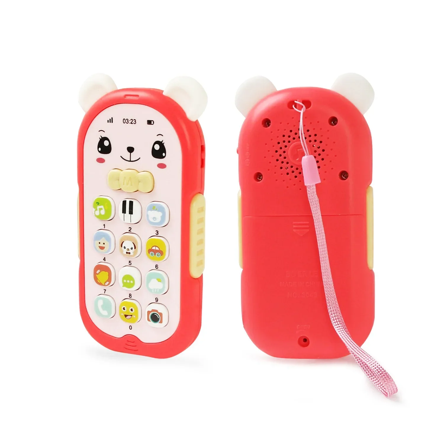 Brinquedo de plástico para bebês de 1 + anos, telefone musical eletrônico, brinquedo para bebês, celular com aprendizagem e música