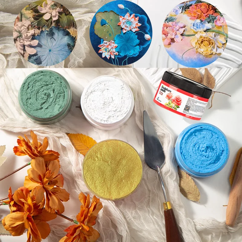 

100g/200g/450g Gold Painting Sculpture Paste Delicate Highly Malleable for Relief Texture Painting DIY Handmade Decoration