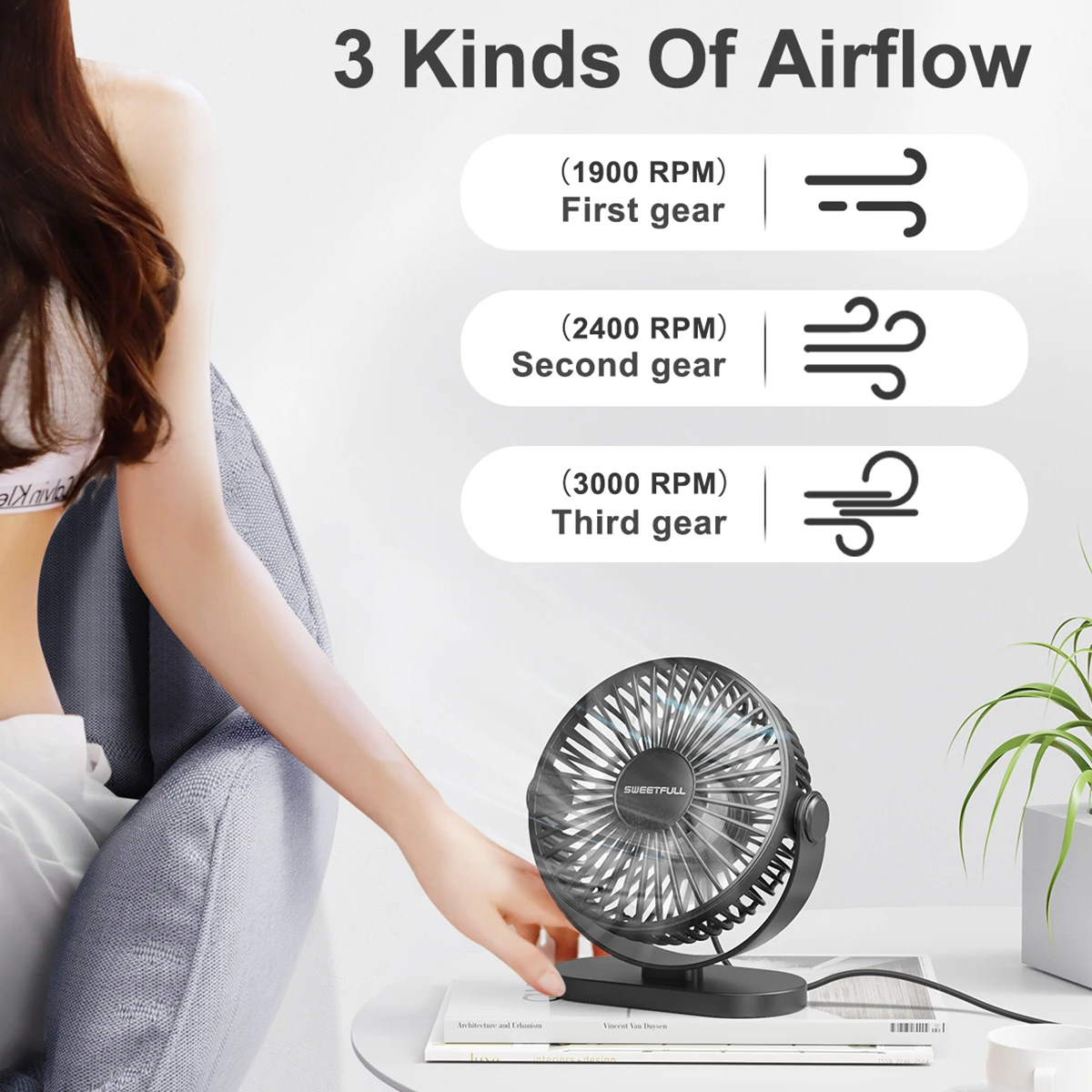 USB Fan 선풍기 Portable Desktop Wall Mounted Mini Electric Fan Mute 3 Speed Adjustment Air Circulator For Home Desk Office image 6