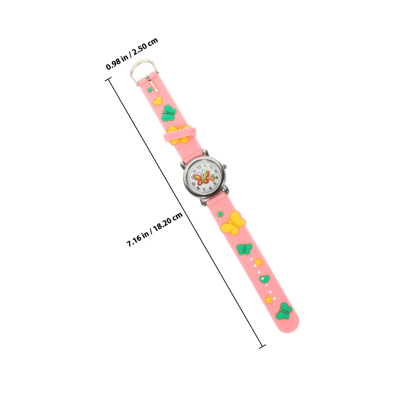 Reloj con patrón de mariposa, reloj de pulsera de dibujos animados, luminoso, ligero, cómodo, reloj de aprendizaje para