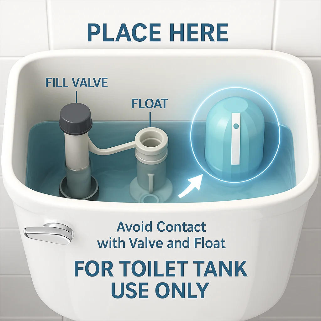 6PCS Toilet Tank Cleaner Capsule – 30 Days Lasting Blue Water Freshener, Drop-In Automatic Deodorizer, Fast-Acting Pipe Drain Un
