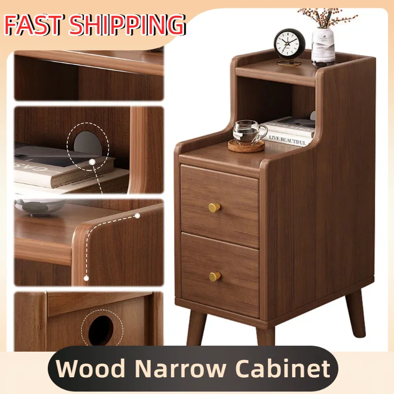 

Sleek Ultra-Narrow Bedside Storage Small Cabinet Modern Minimalist Design with Drawers for Bedroom Sofa Side Hallway Decor & Sto