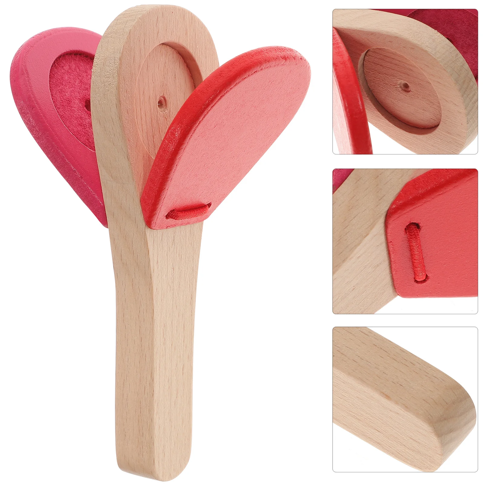 كاستانيت خشب كلابر أحمر مادة متينة محمولة إيقاع تعلم الألوان الزاهية هدية تعليمية #4