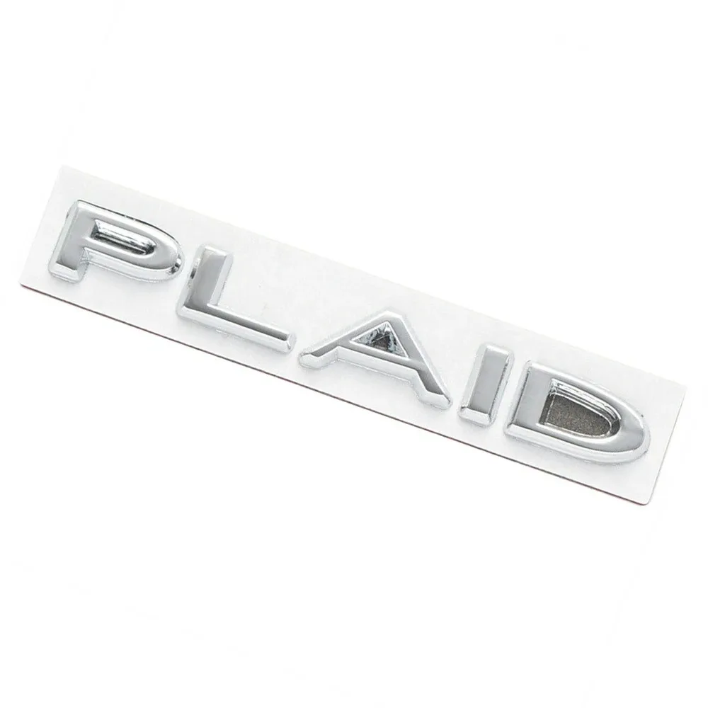 

1 Pieces PLAID Chrome Stickers Model 3 X Y S Roadster Car Accessories Emblem Car Rear Fender Trunk Badge