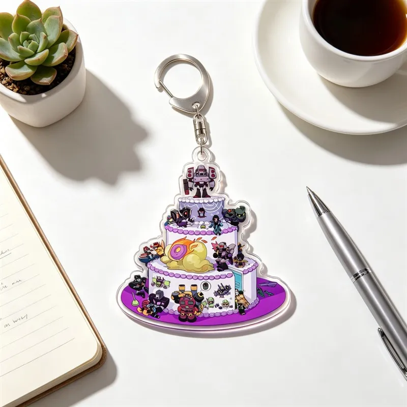 Keychain for Gundam Optimus Prime Bumblebee Backpack Pendant Anime Game Fans Gift Recycled Acrylic Decoration Rare Card Toy 5cm