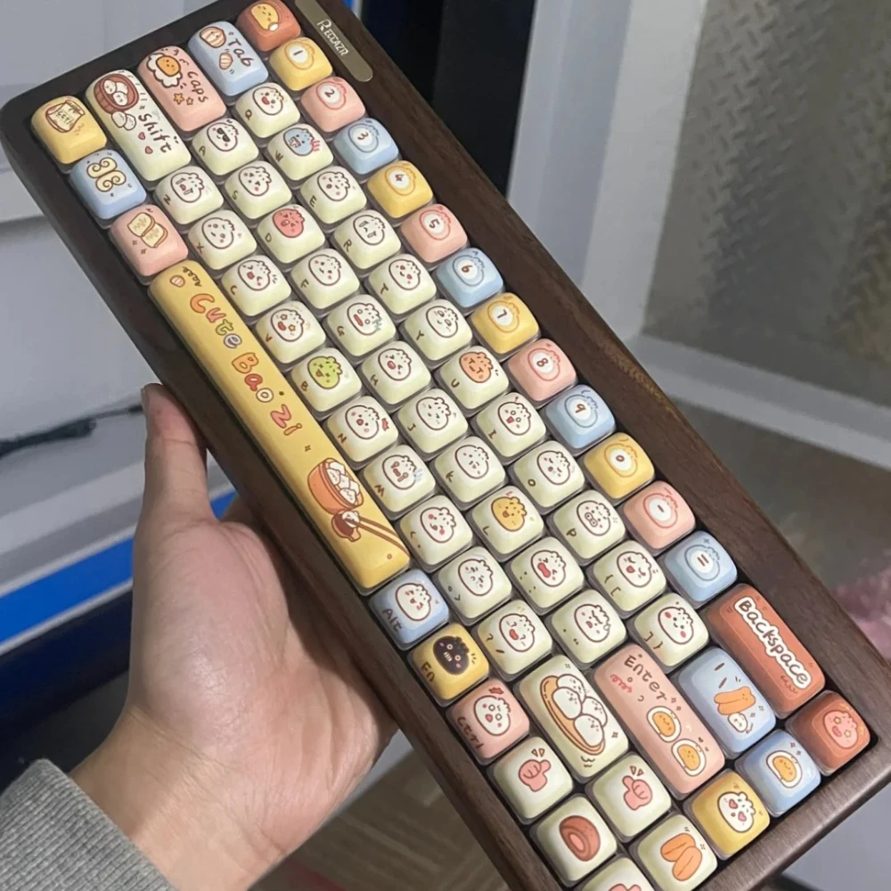 Small Bun Keycap PBT Five-sided Sublimation MOG Keycaps 134 Keys Cute Bao Zi Mechanical Keyboard Key Caps 2.25/2.75U Spacebar