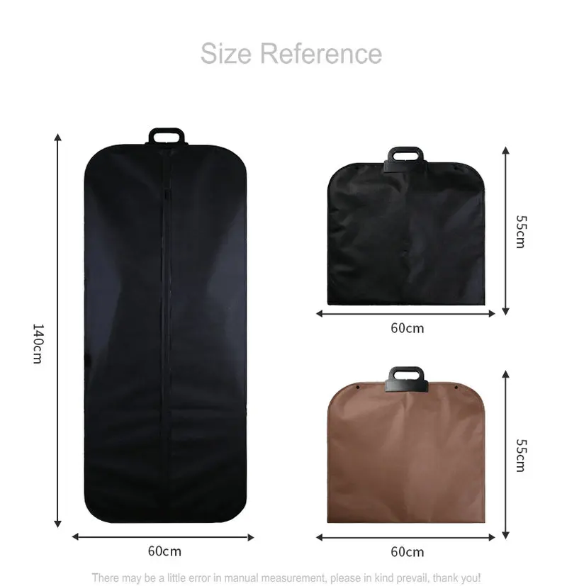 Non-woven Fabric Garment Bag Long Dress Cover Bag Travel Portable Suit Bag Clothes Organizer Dust Cover Traveling Bag