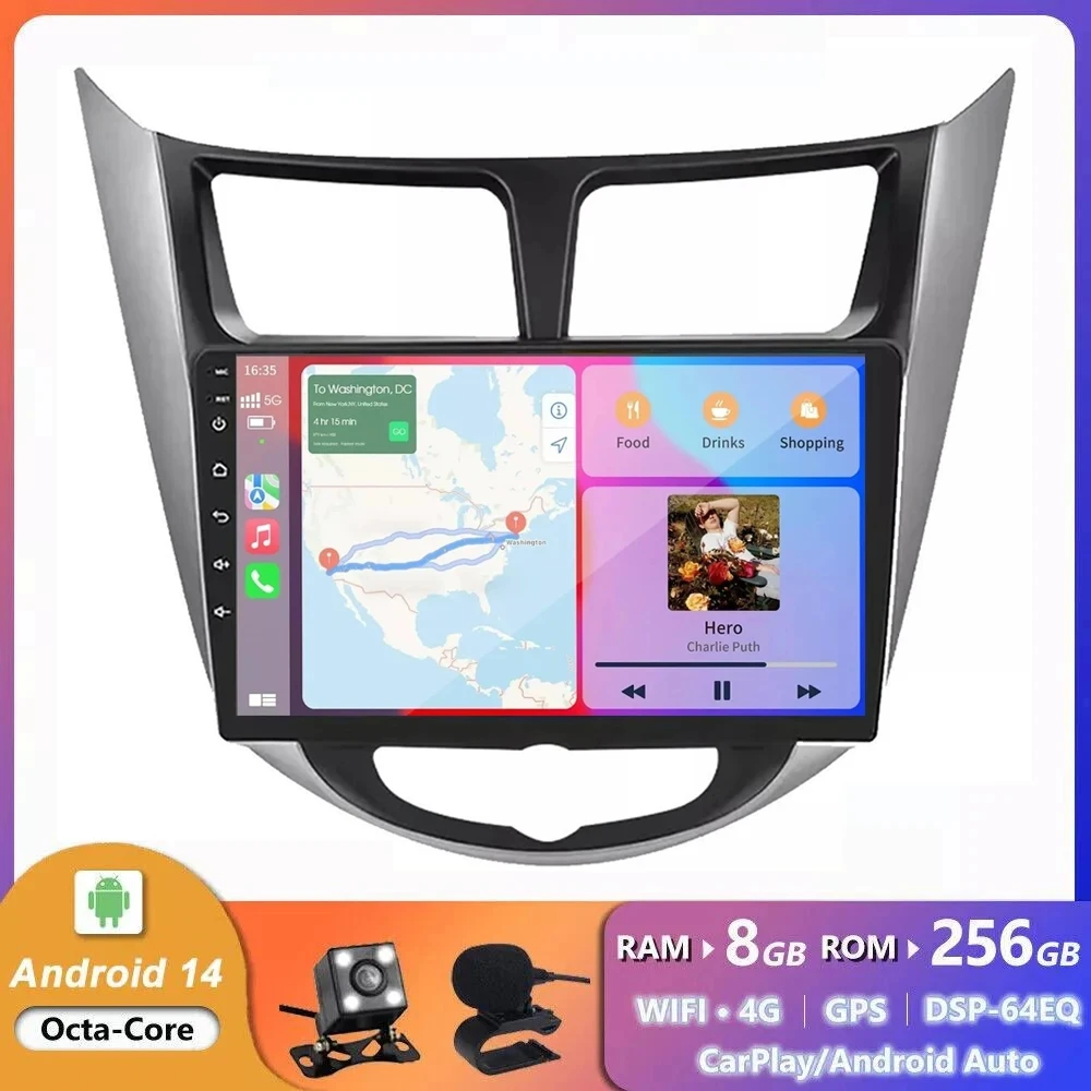 

For Hyundai Solaris Verna Accent 1 2010 -2016 Car Radio Navigaion GPS Multimedia Video Player Head unit Mirror link Split screen