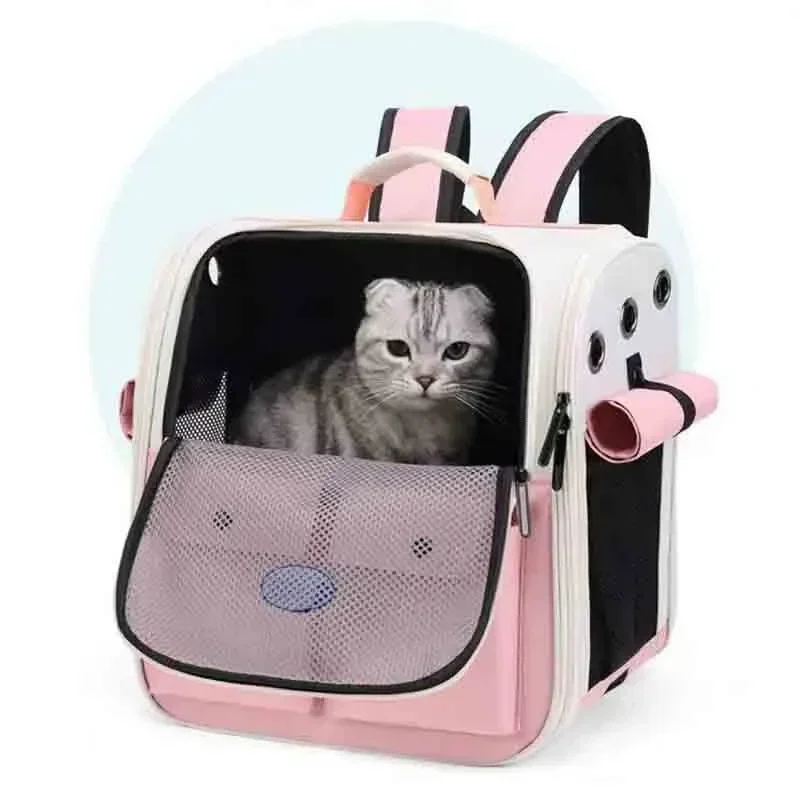 Adjustable Strap Pet Carrying Bag Foldable Cat Backpack for Outdoor Travel Ventilation Large Capacity Cat Carrier Backpack