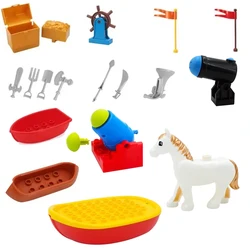 Big Particle Building Block Pirate Adventure Ship Rudder Flag Jewelry Box Big Size Brick Accessory Boy Toy Kid Gift