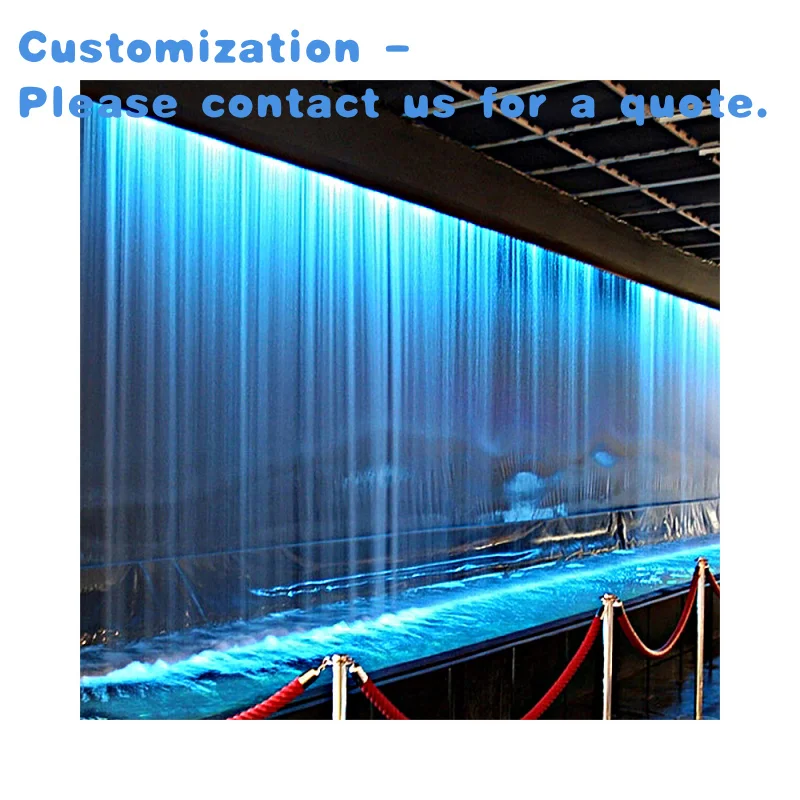 

custom.Fiber Optic Gliding Outdoor Waterfall Rain Curtain Design Stone Garden Stainless Steel Digital Curtain