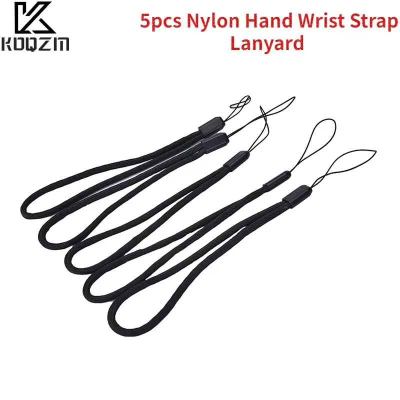 5pcs Nylon Hand Wrist Strap Lanyard For Camera Cell Phone For USB Mp3 Mp4 Camera String Strap Black