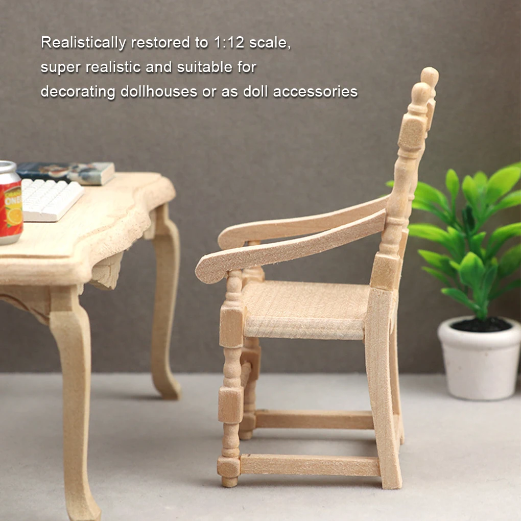 1:12 الخشب أثاث مصغر دمية المنزل مطعم المطبخ طاولة طعام كرسي لعبة الديكور لعبة هدايا للأطفال #5