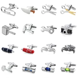 Classic men's French shirt cufflinks metal Crown level stethoscope camera pen cuffs button wedding suit accessories jewelry gift
