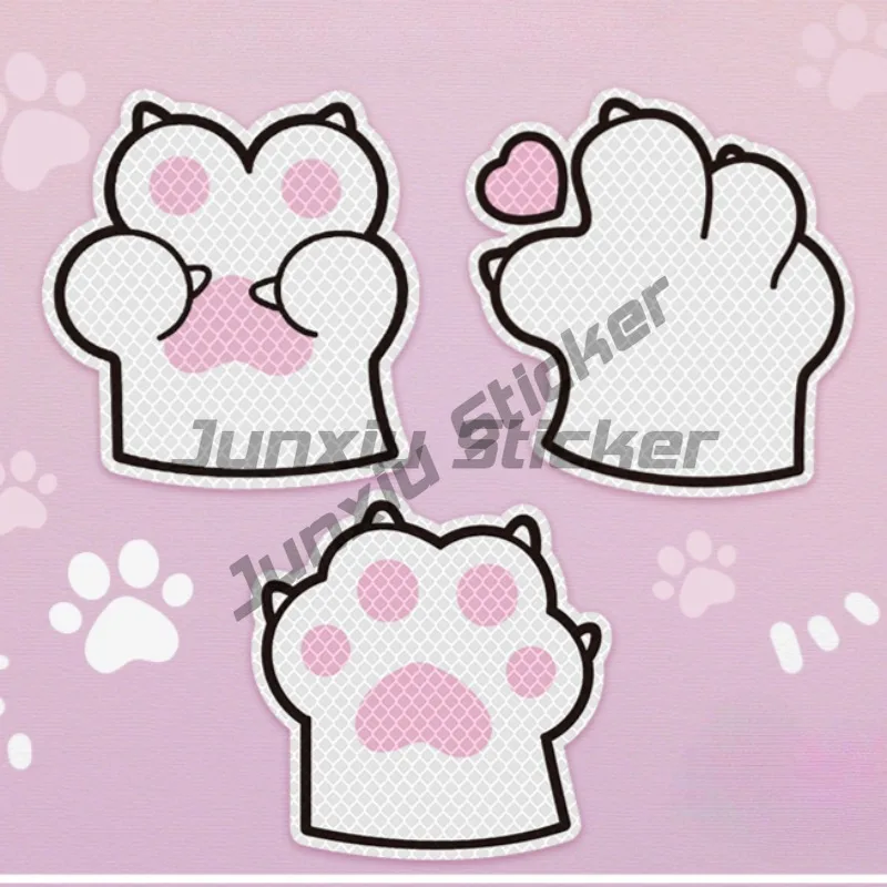 

Cartoon Cat's Claw Safety Warning Motorcycle Stickers Waterproof Motorbike Scooter Body JDM Style Decor