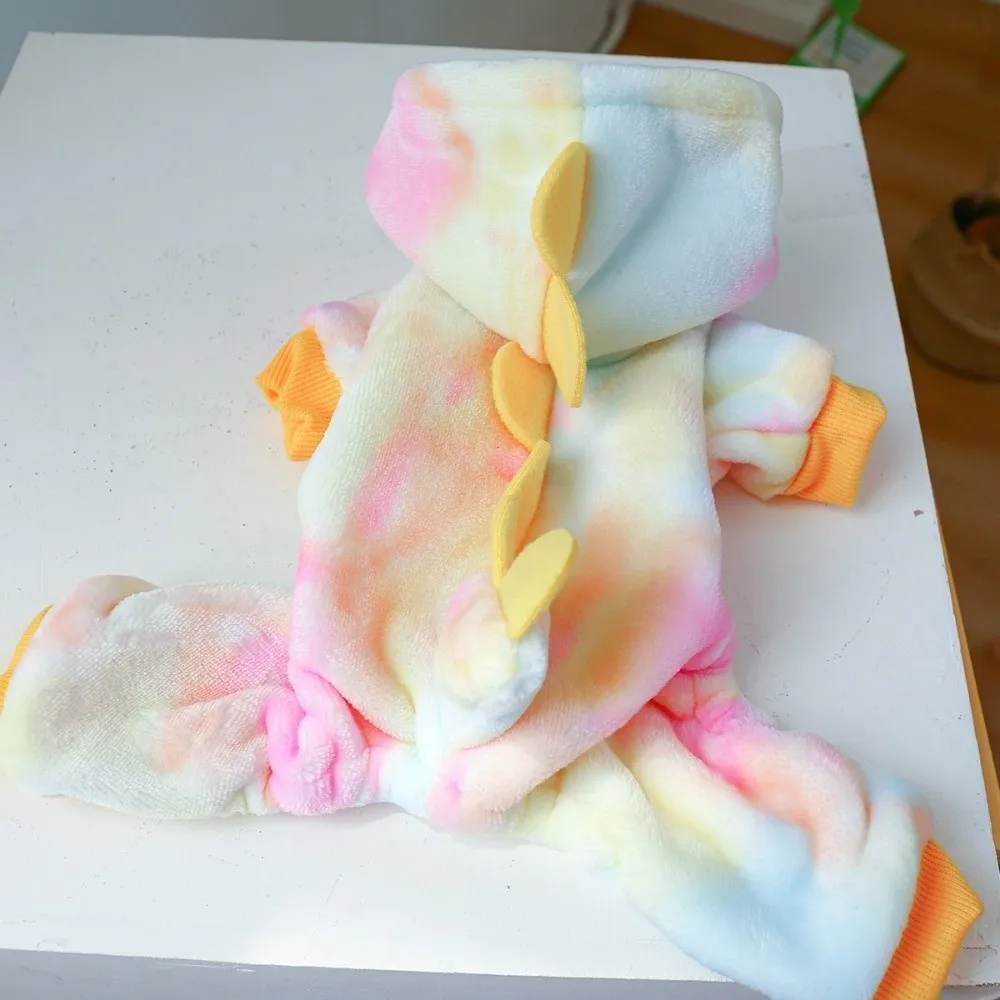 

Warm Pet Dinosaur Costume Cartoon Comfortable Winter Puppy Clothes Thicken Colorful Style Pet Transformation Clothing