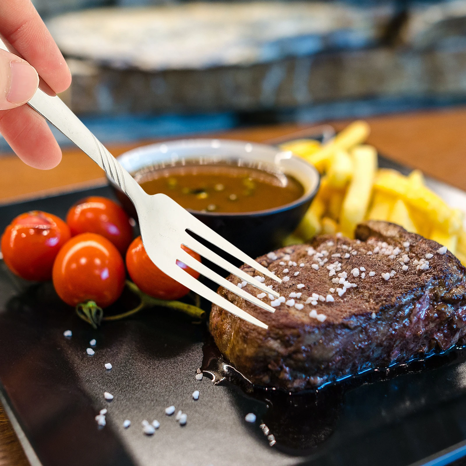 

8 Pcs Stainless Steel Forks Kitchen Steak Practical Barbecue Tool Salad Dinner Fruit Dessert Serving Metal Cutlery Set