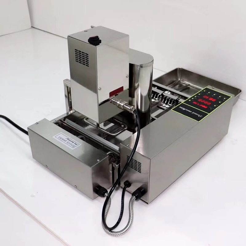 New Commercial Digital Display Automatic Four-Row Mini Donut Machine Electric Dual Voltage Sweet Pretzel Cake Fryer