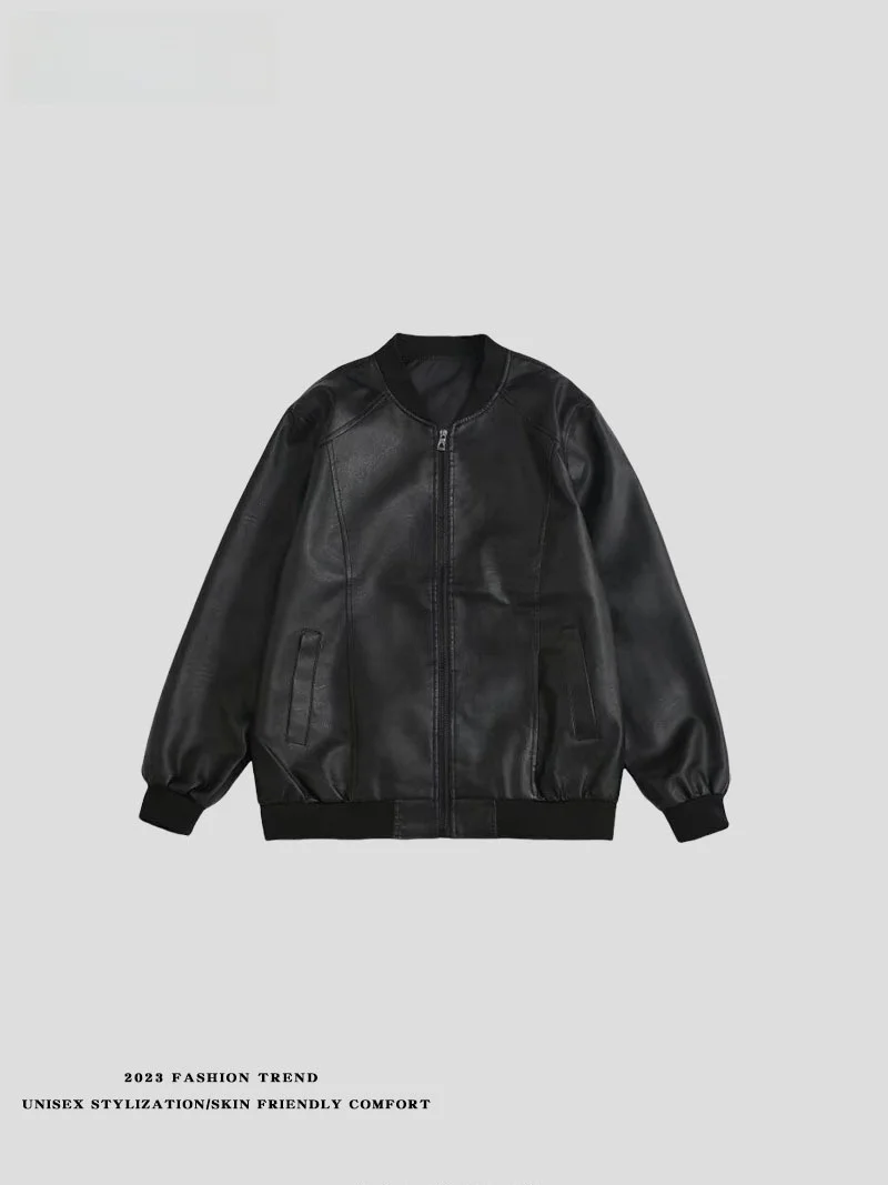 

Мужская и женская куртка из искусственной кожи в американском ретро-стиле, весенне-осенняя, свободного кроя, в мотоциклетном стиле, модная верхняя одежда