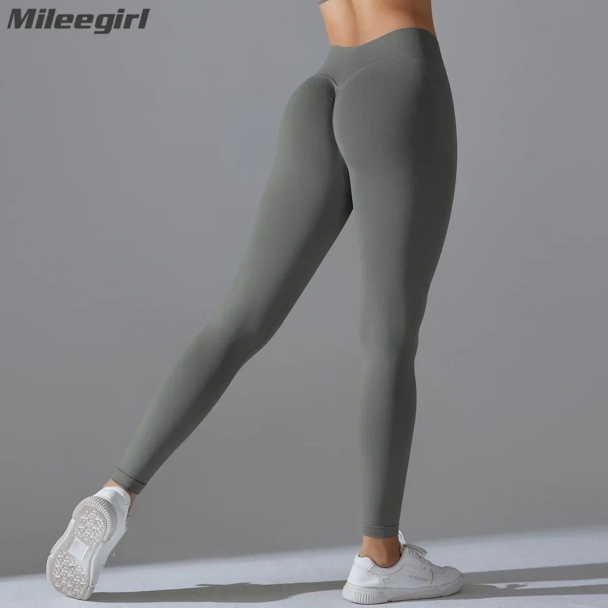 

Mileegirl Seamless Yoga Pants for Women Hip Lifting Sports Leggings V Back Gym Fitness Tights Breathable Workout Running Pants