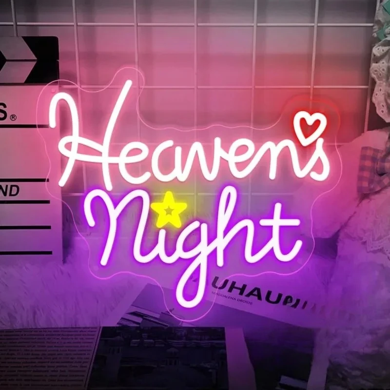 Heavens Night Neon Signs Game Room Wall Decor Bedroom Hanging Night Lamp Dimmable for Party Holiday Bedroom Cool Gift Decor Sign