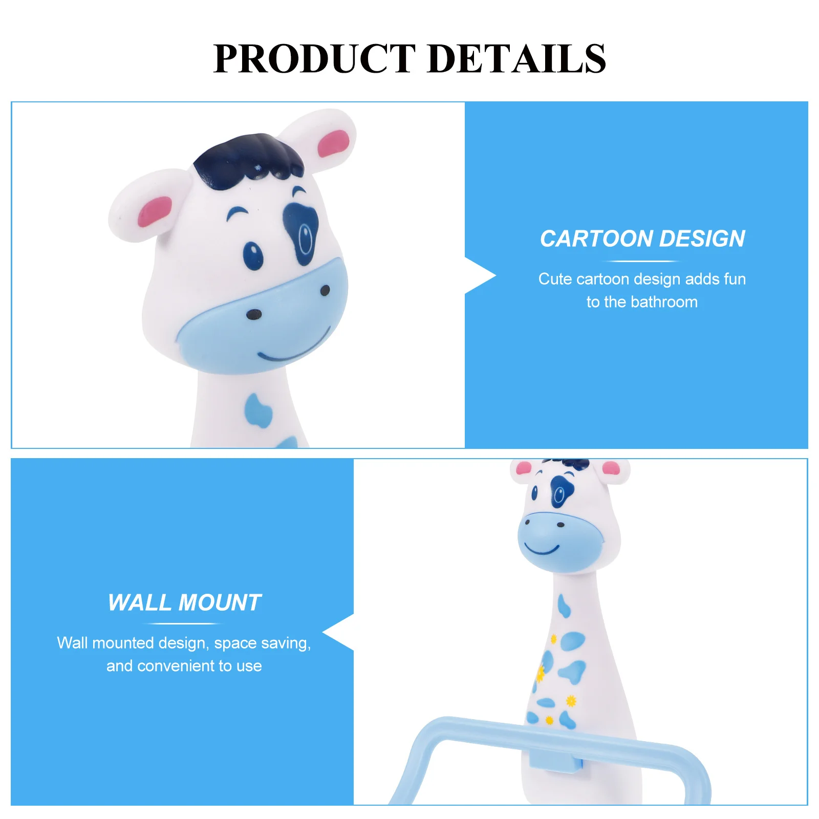 

Space Saving Towel Holder Bathroom Kitchen Punch Free Cartoon Rack Easy Install Durable Towel Racks for Bathroom