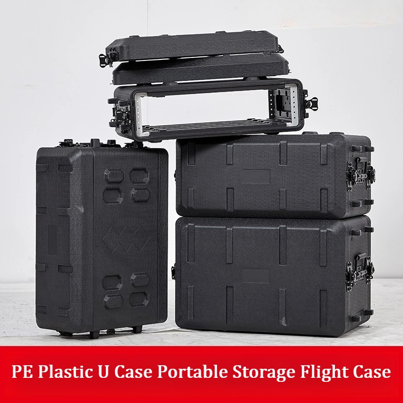 

PE Plastic U Case Portable Storage Flight Case for Digital Power Amplifier Receiver Wireless Microphone