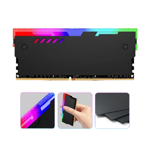 Imagen 2 del producto Disipador de calor Ram para computadora de escritorio ARGB DDR5 DDR4 DDR3 DDR2 Disipador de calor de memoria universal direccionable Negro / Blanco Paquete de 2 piezas