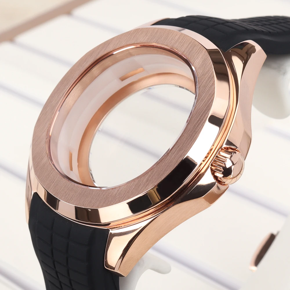 42-mm-Uhrengehäuse NH35 Damen Roségold Saphirglas für Nautilus AQUANAUT NH35 NH36 NH38 32-mm-Zifferblatt Automatik-Uhrengehäuse-Teil – Detail 5