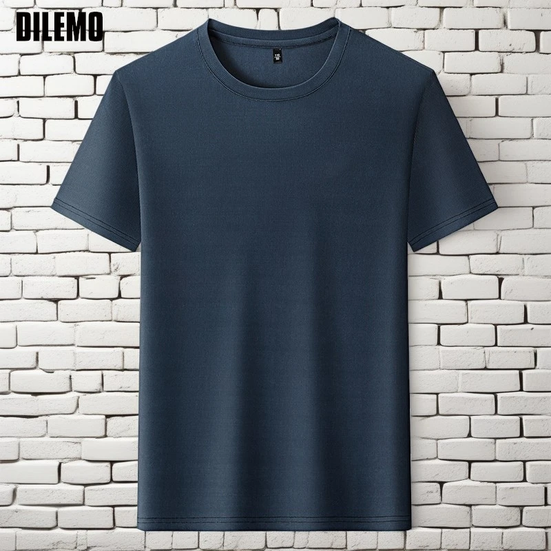 

Top Grade Ice Silk Summer Brand Tops t Shirts For Men 2025 Round Neck Fashion Style Short Sleeve Casual Mens Clothing