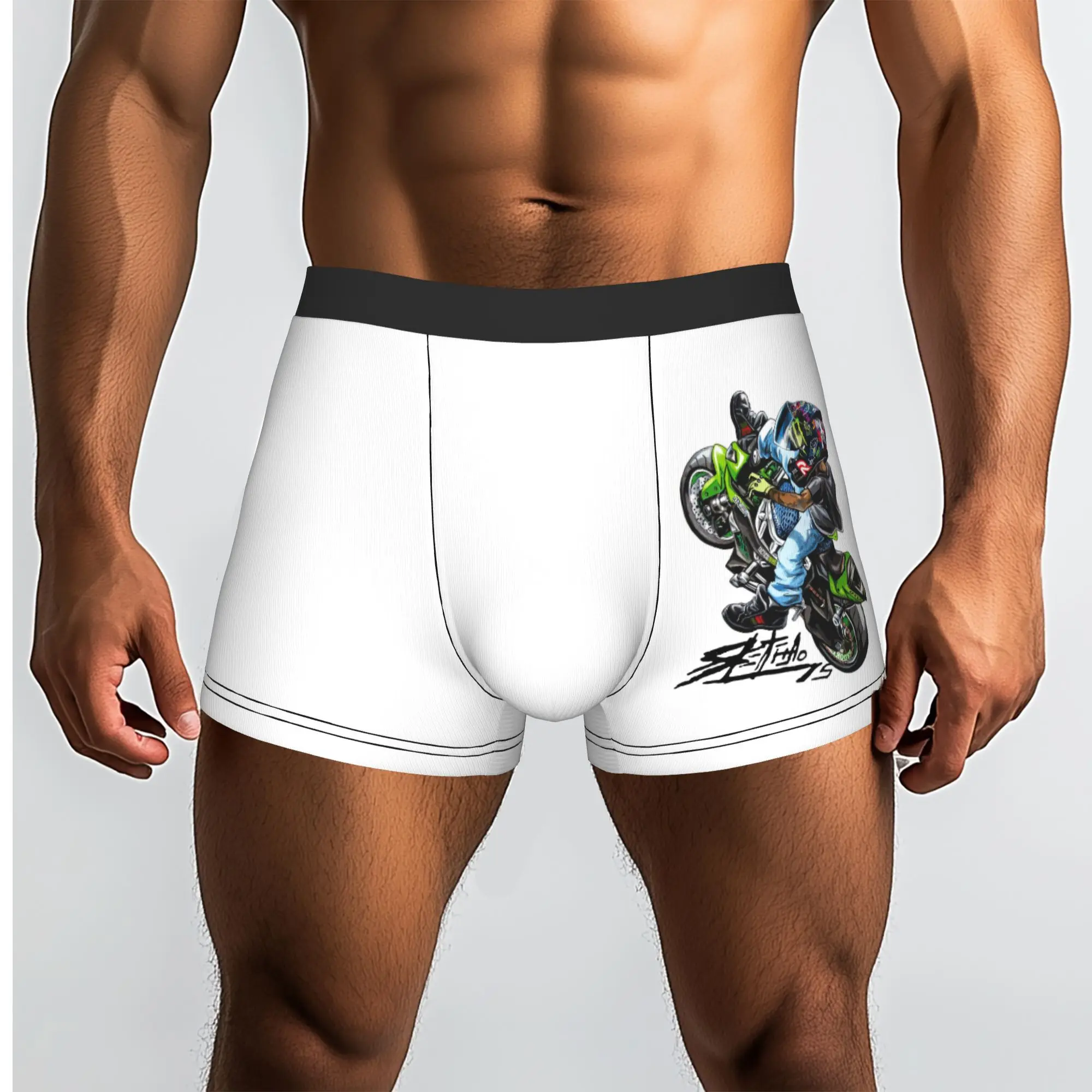 Custom Cartoon Motorcycle Underwear Men Breathable Extreme Sports Mobile Bike Boxer Briefs Shorts Panties Soft  For Male