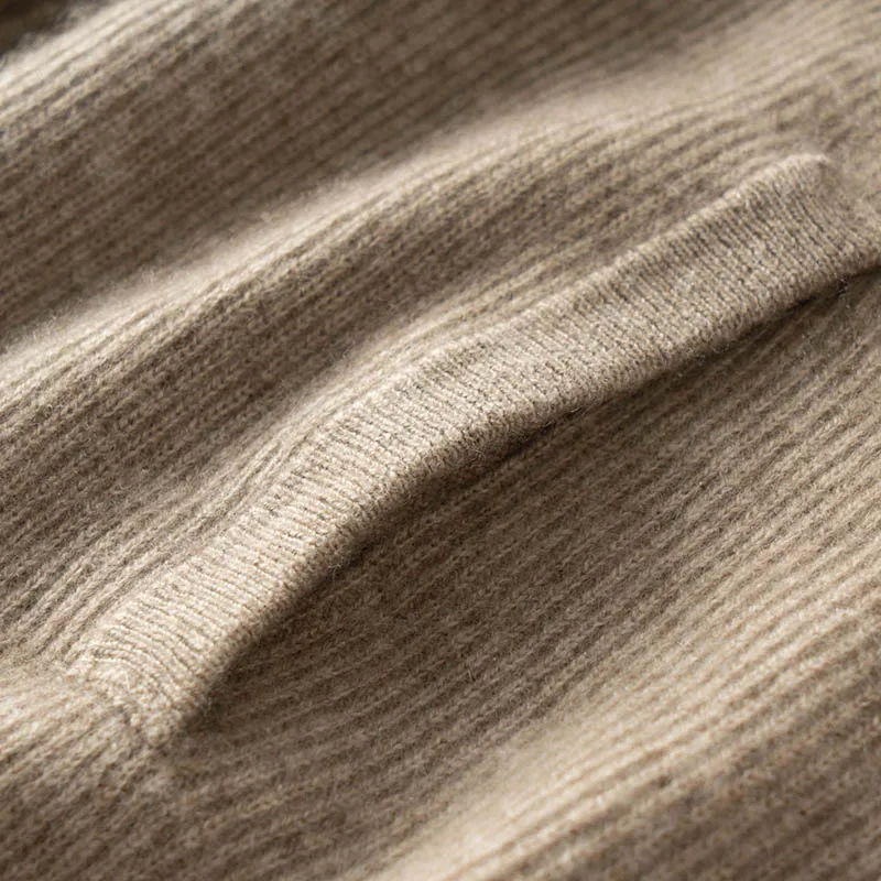 ANGEL 2025 Men's 100% Cashmere Sweater Mock Neck Zipper Cardigan Spring Autumn Winter Pocket Design Cashmere Knitwear Warm Tops