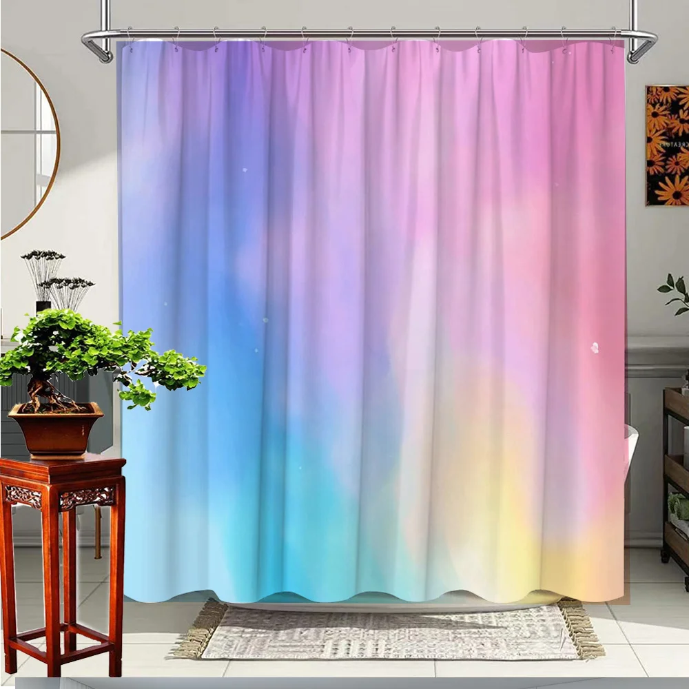 

1 шт. яркая художественная занавеска для душа с красочным градиентным дизайном для освежающего декора ванной комнаты, изготовлена из полиэфирной ткани,