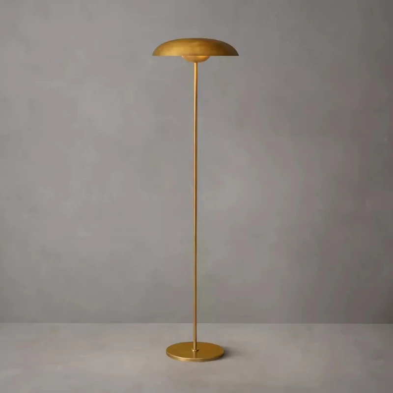 Modern style floor lamp with disc, retro brass steel, suitable for bedroom and reading room decoration, vertical lamp