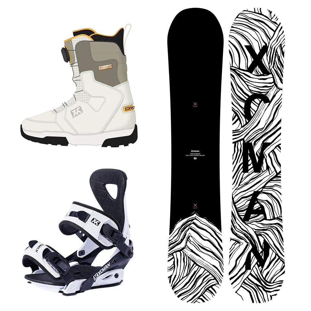 Camber Carbon Fiber Wood Core Snowboard With Bindings and Snow Shoes