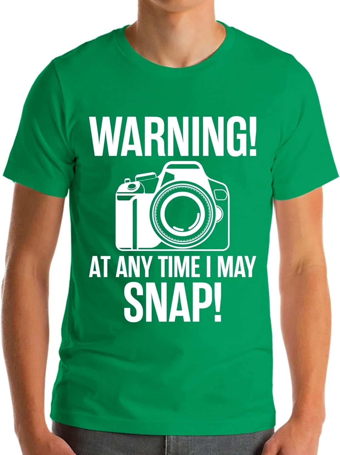 تحذير في أي وقت يمكنني المفاجئة كاميرا التصوير الفوتوغرافي مضحك مصور تي شيرت الرجال النساء الصيف اليومية Crewneck القطن قصير الأكمام