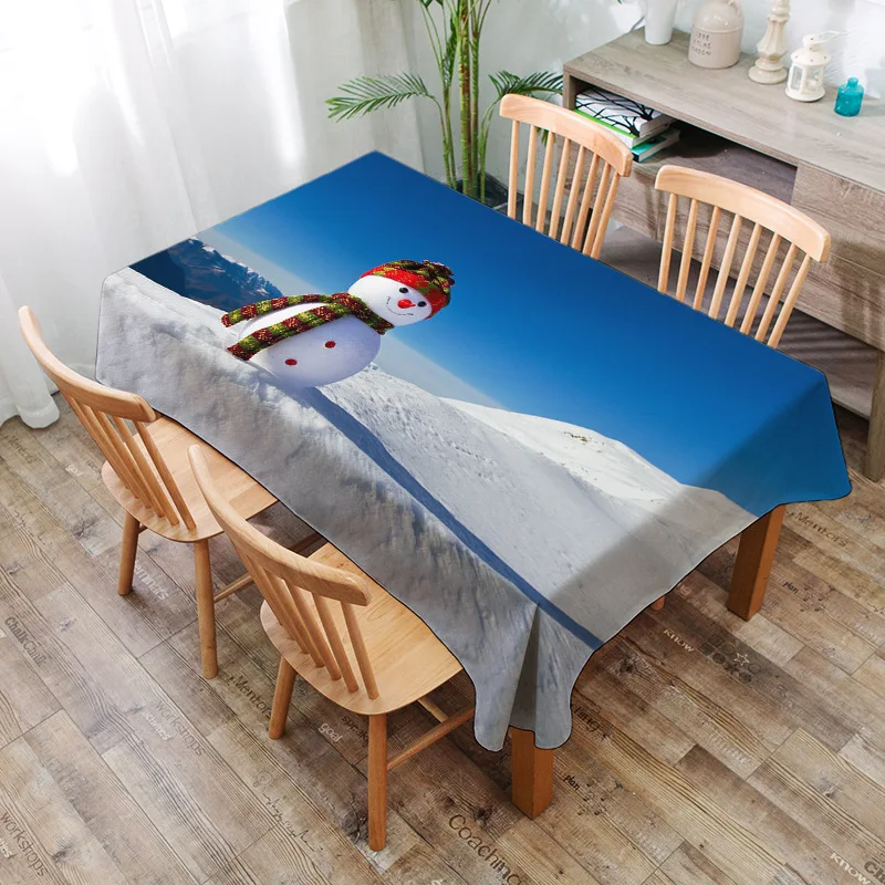 2022 Рождественская Водонепроницаемая скатерть в виде снеговика и голубого неба для празднования дня рождения, кофейного столика, обеденного стола
