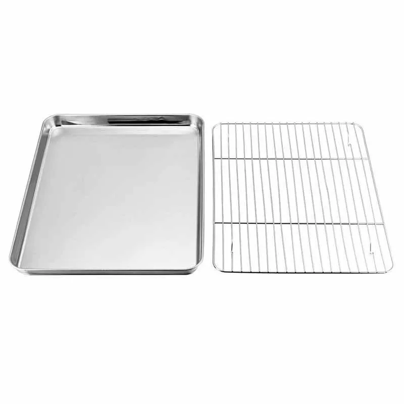 Baking Tray with Removable Cooling Rack Set Stainless Steel Baking Pan Sheet Non Toxic , Used for Oven, BBQ Tray Dishwasher Safe