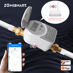 Zemismart Zigbee Smart Water Meter Valve Control Work with Tuya Hub Home Assistant Zigbee2mqtt Water Flow Consumption Measuring