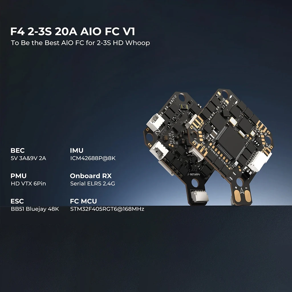 BETAFPV 파보20 O4 프로 II ELRS 2.4G 수신기 SBUS RX 브러시리스 비후프 쿼드콥터 2.2인치 시네후프 1104 7200KV 모터 F4 2-3S 20A