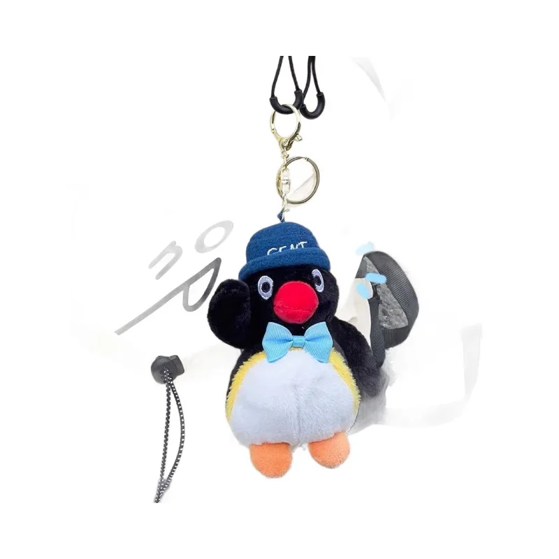Pingu Penguin Plush Keychain Mini Stuffed Doll Bag Charm Bowknot Fish Decor Creative Gift Bag Decoration Fashion Accessories view 5