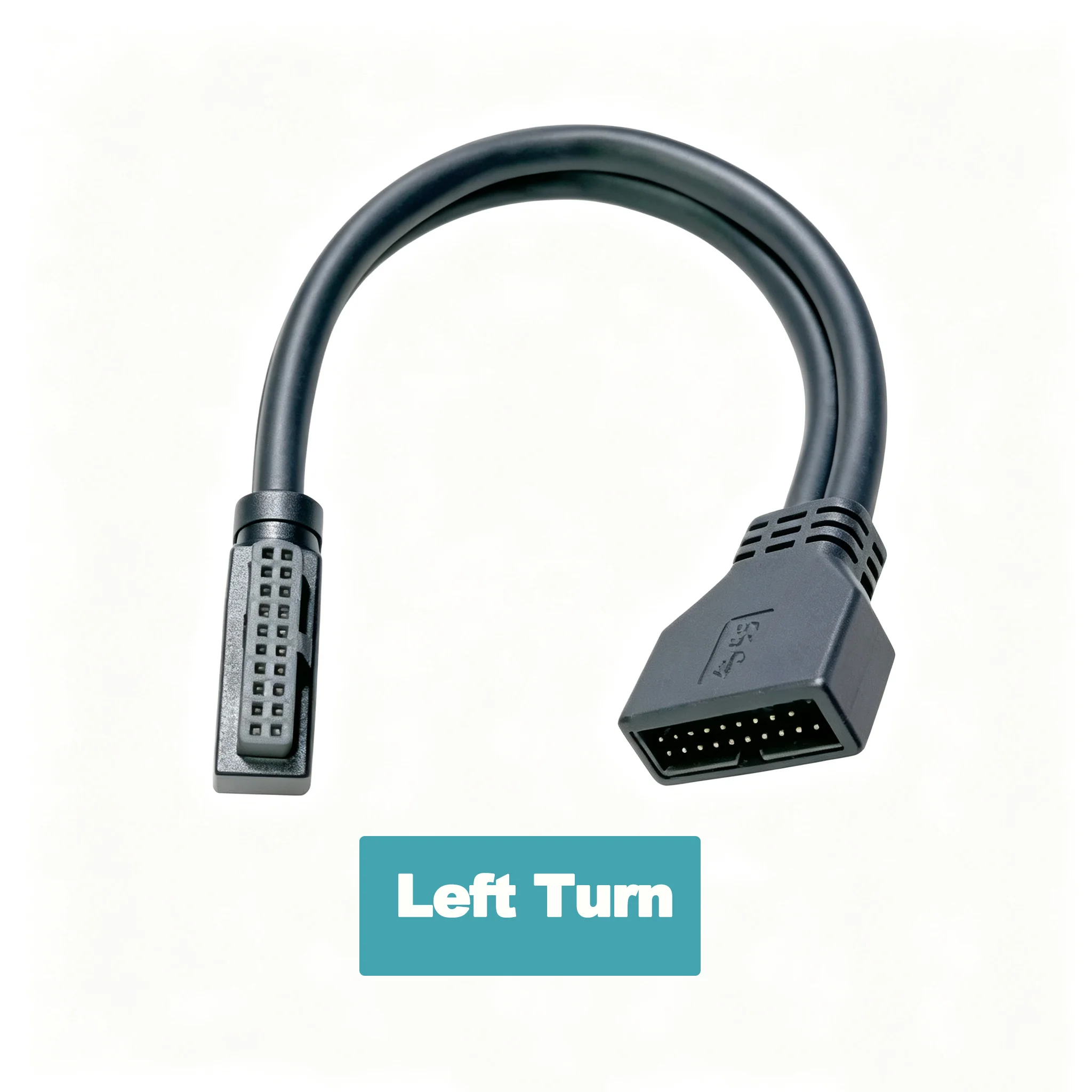 Motherboard USB 3.0 19-Pin Adapter Cable, Female-to-Male, Angled Extension, Side-Bend, Shielded Expansion Conversion Cable