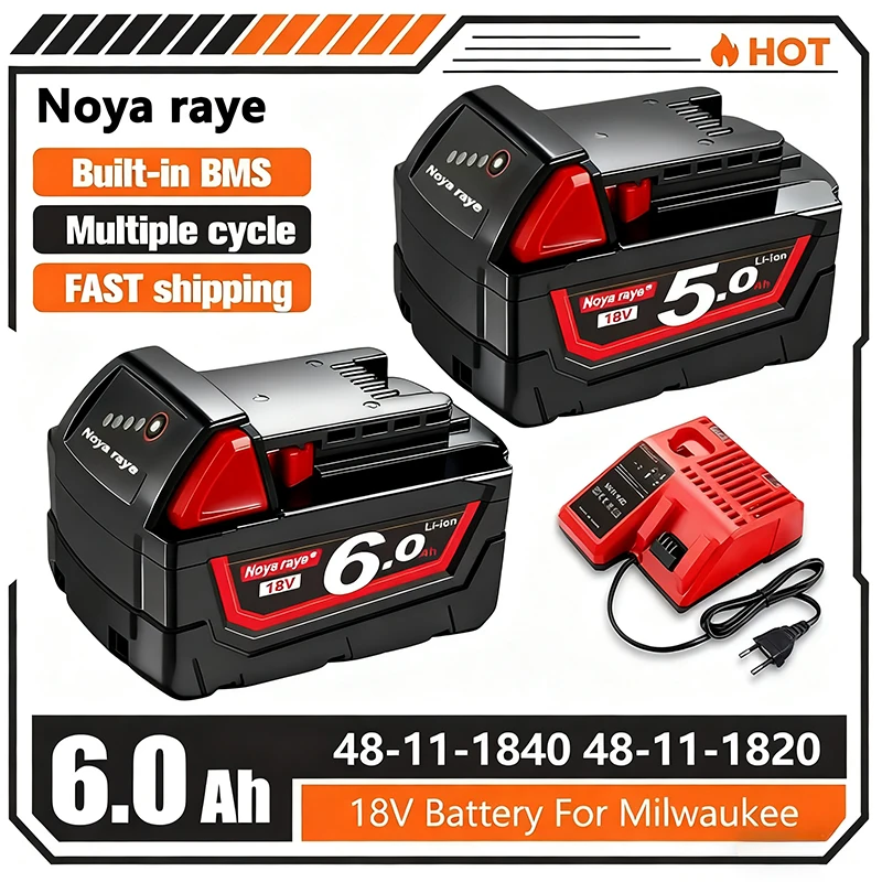 18V/12V Battery 6Ah 3Ah Rechargeable Battery For Milwaukee M18 M12 XC Cordless Tools 48-11-2402 48-1