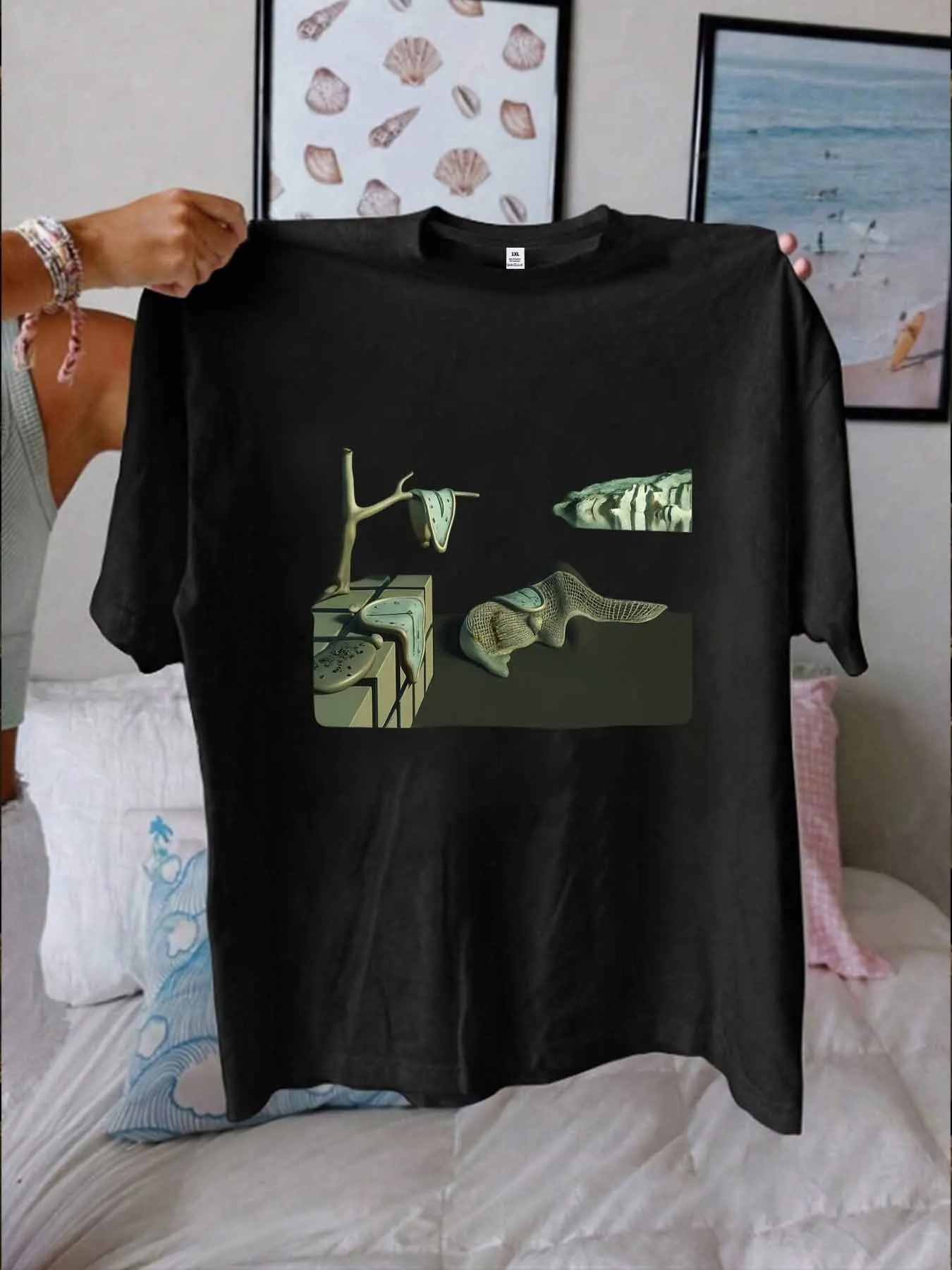 

【WY133625】Женская футболка больших размеров с геометрическим узором и круглым вырезом, короткими рукавами, эластичными рукавами и модными принтами