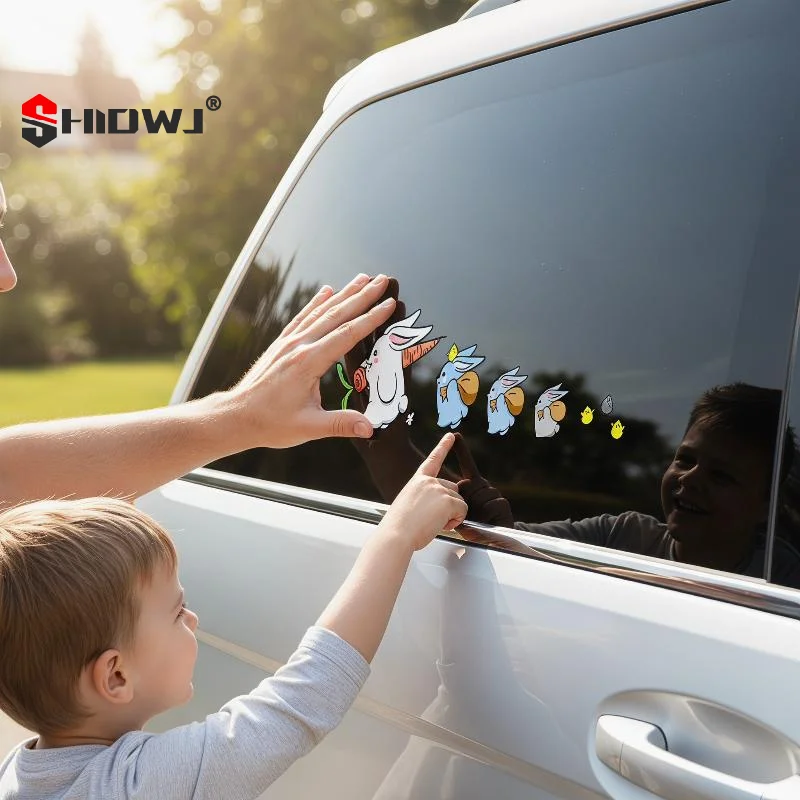 1Pair Car Animal Styling Funny Rabbit Decor Decals Cute Bunny Sticker Auto Motorcycle Body Bumper Cartoon Stickers Decoration